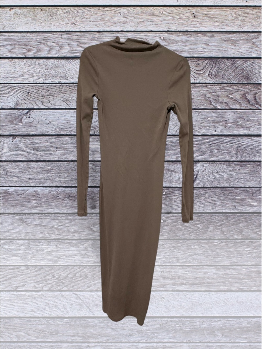 H&M Long Sleeve Taupe Bodycon Dress Size S